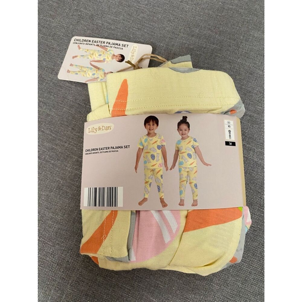 Lily & Dan Kids' Yellow Easter Pajama Set XS